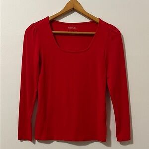 RACHEL ZOE Pima Cotton Modal Scoop Neck Long Sleeve Puffed Shoulder Women’s XS